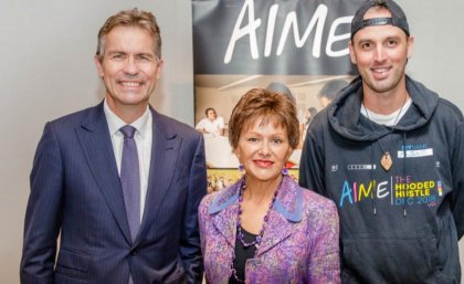 Vice-Chancellor Professor Peter Høj, Professor Bronwyn Fredericks and Jack Manning Bancroft at the event welcoming AIME to UQ. Vice-Chancellor Professor Peter Høj, Professor Bronwyn Fredericks and Jack Manning Bancroft at the event welcoming AIME to UQ.